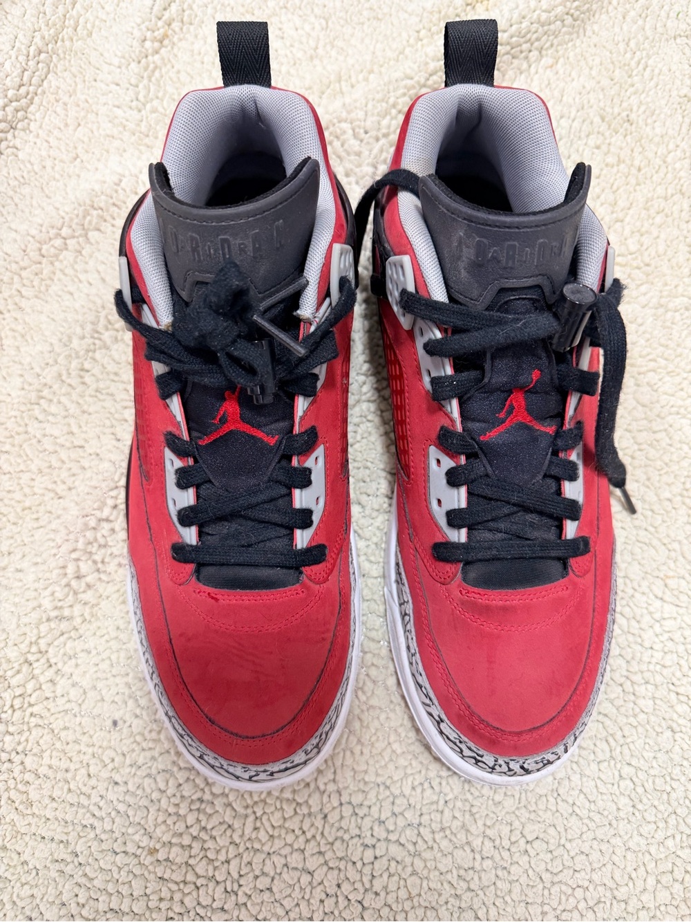Jordan Kids Red and Black High-Top Sneakers